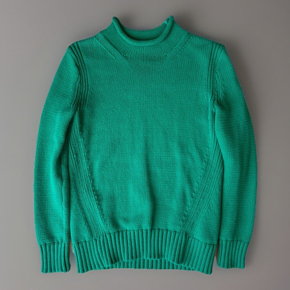 J Crew Rollneck Sweater Women's XS Green Oarsman Minimalist Cotton Pullover